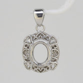 Sterling Silver Semi Mount Pendant Setting Oval OV 9x7mm White Topaz - Syzjewelry